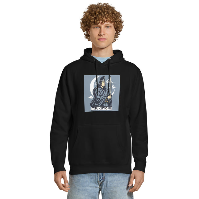 Tsukuyomi Japanese Moon God Hoodie | Katana Samurai Mythology Pullover V1