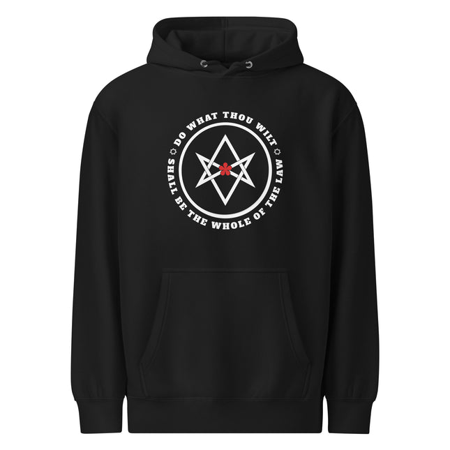 Unicursal Hexagram Hoodie |  Do What Thou Wilt Text Unisex Pullover Fleece