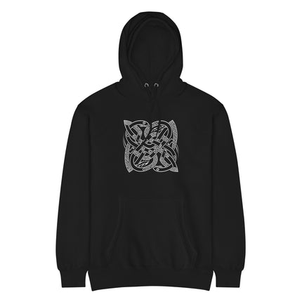 Norse Ouroboros hoodie featuring celtic knot infinity serpent design on a unisex pullover fleece.