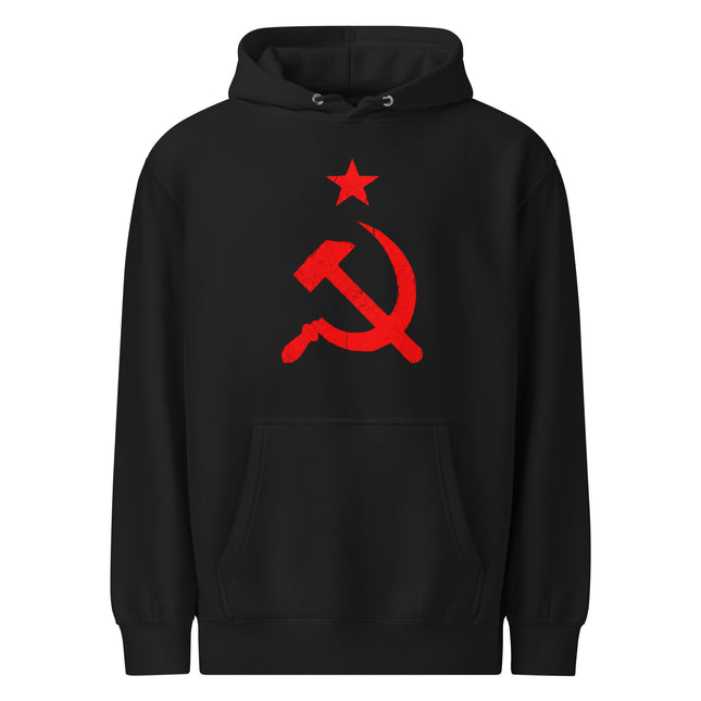 Sweat à Capuche Marteau et Faucille Rouge Vieilli | Sweat à Capuche Pull-Over Symbole Communiste URSS