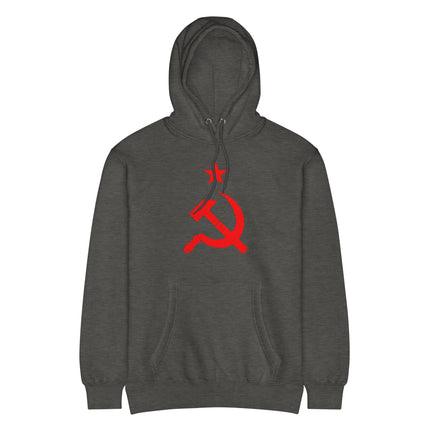 Distressed Red Hammer & Sickle Hoodie | Communist USSR Symbol Pullover Hoodie