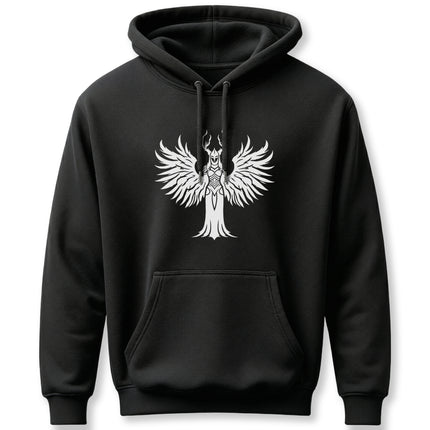 Valkyrie winged warrior graphic design, featuring Norse mythology style.