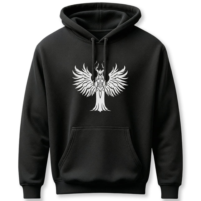 Valkyrie winged warrior graphic design, featuring Norse mythology style.