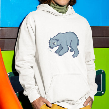 Wide-Eyed Polar Bear Hoodie | Cute Animal Graphic Unisex Pullover Hoodie