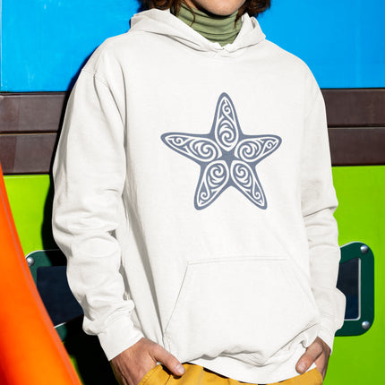 Tribal Starfish Hoodie | Ocean Sea Life Knotwork Swirl Graphic Pullover Hoodie