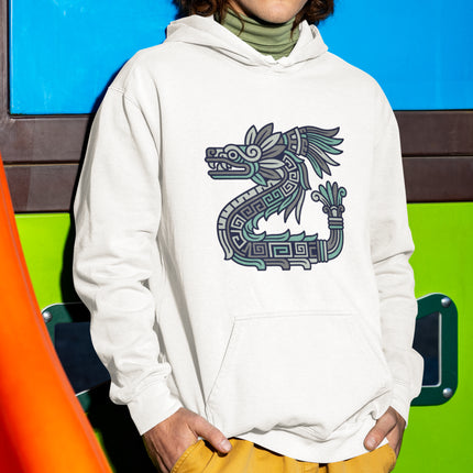 Mayan Feathered Serpent Quetzalcoatl Hoodie | Aztec Mythology Graphic Pullover Hoodie