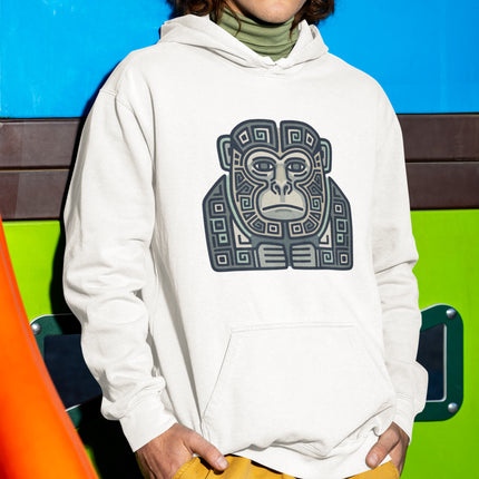 Mayan Monkey Geometric Art Hoodie | Tribal Symbol Pullover | Comfort Colors Hoodie