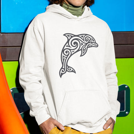 Tribal Dolphin Hoodie | Ocean Animal Celtic Style Unisex Pullover Hoodie