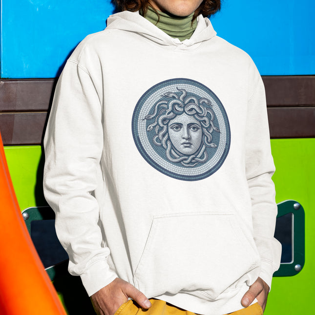 Mosaic Medusa Head Hoodie | Greek Mythology Gorgon Unisex Pullover Hoodie