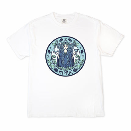 Nimue Lady of the Lake Celtic mythology t-shirt design featuring a water sorceress illustration.