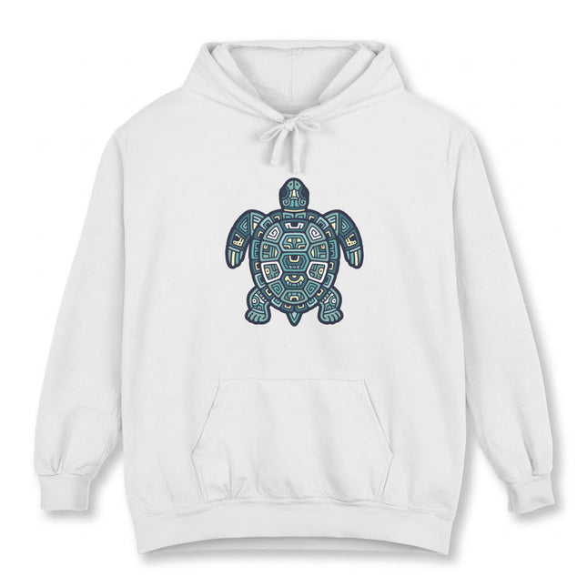 Mayan Turtle Symbol Hoodie | Geometric Tribal Sea Turtle Pullover Hoodie