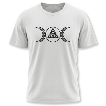Triple moon and Celtic knotwork triquetra symbol graphic tee.