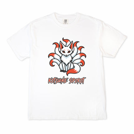 Nine-tailed kitsune fox spirit t-shirt featuring Japanese mythological art design.