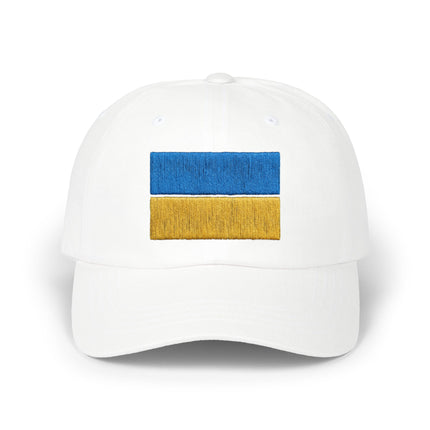 Ukrainian flag embroidered baseball cap for showing support and Ukrainian pride.