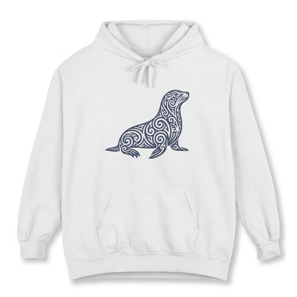 Tribal Seal Hoodie | Ornate Swirl Animal Design Pullover | Comfort Colors Hoodie