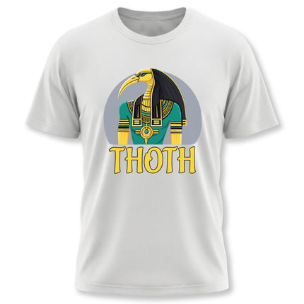 Thoth Egyptian god graphic tee featuring the ibis deity and ancient Egyptian mythology design.
