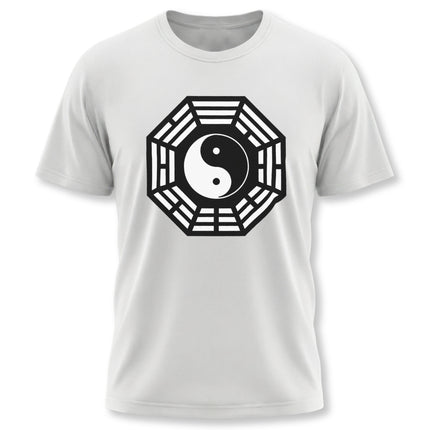 T-shirt featuring the Yin Yang symbol and Bagua design, representing balance and harmony.