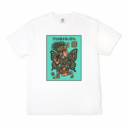 Mesoamerican Aztec Butterfly Goddess Mythology T-Shirt print featuring Ītzpāpālōtl art.
