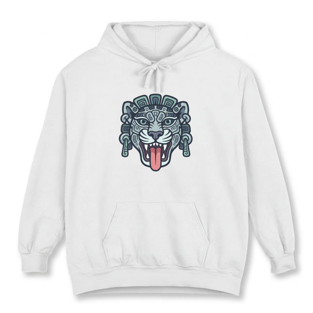 Mayan Jaguar Head Hoodie | Tribal Mesoamerican Graphic Pullover Hoodie