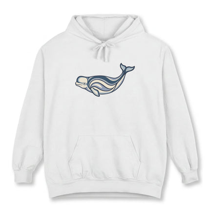 Beluga Whale Inuit Art Hoodie | Arctic Marine Stylized Pullover Hoodie