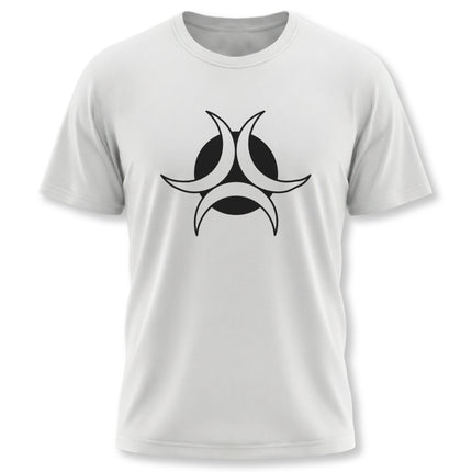 Triple Moon Goddess symbol graphic tee shirt for pagan apparel.