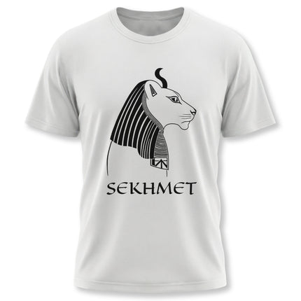 Sekhmet Egyptian goddess line art graphic tee featuring the profile of the powerful lioness.