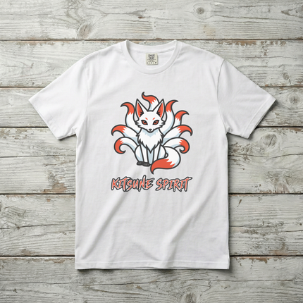 Kitsune Spirit Nine-Tailed Fox T-Shirt | Japanese Mythology Graphic Tee | V1