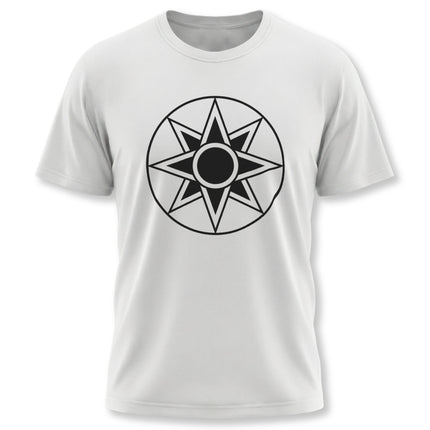 Star of Ishtar octagram graphic tee featuring the Mesopotamian goddess symbol.