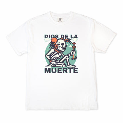 Yum Kimil Mayan Death God t-shirt featuring intricate skeleton mythology graphics on a black tee.