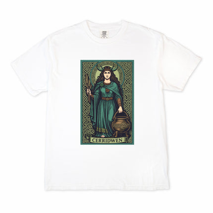 Cerridwen Celtic Goddess t-shirt featuring a mystical cauldron witch mythology design.