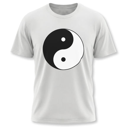 Yin Yang symbol graphic t-shirt design representing balance, harmony, and duality.