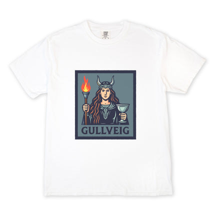 Gullveig Norse Mythology T-Shirt | Viking Horned Goddess Torch & Chalice Tee
