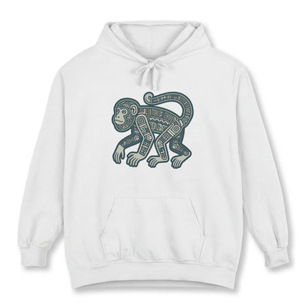 Mayan Monkey Geometric Art Hoodie | Tribal Symbol Ancient Culture Pullover Hoodie