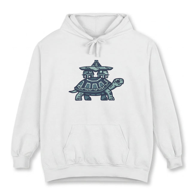 Mayan World Turtle Symbol Hoodie | Mesoamerican Pyramid Graphic Pullover Hoodie