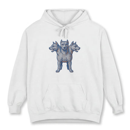 Cerberus Mosaic Three-Headed Dog Hoodie | Greek Mythology Guardian Pullover Hoodie