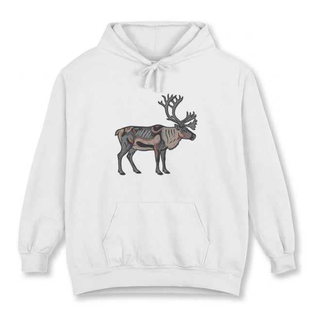 Inuit Inspired Caribou Hoodie | Indigenous Arctic Animal Graphic Pullover Hoodie