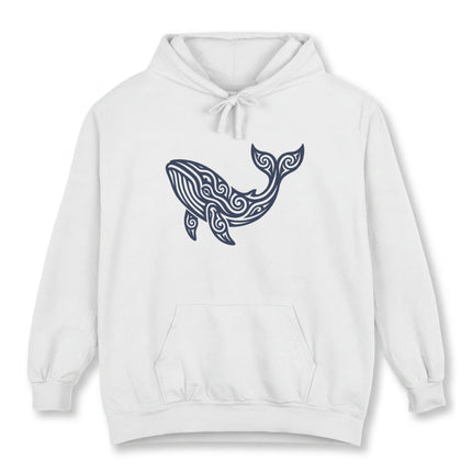 Tribal Whale Art Hoodie | Stylized Ocean Spirit Animal Pullover Hoodie