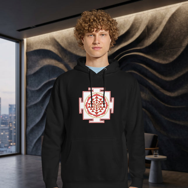 Sri Yantra Sacred Geometry Unisex Hoodie, Hindu Spiritual Symbol Pullover Hoodie