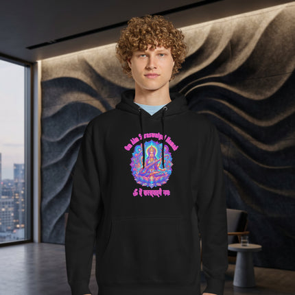 Saraswati Goddess hoodie with Om Aim Saraswatyai Namah Hindu Mantra design pullover fleece.