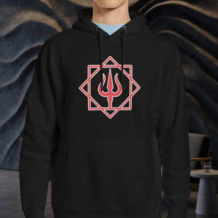 Trishula Symbol Hoodie | Shiva Trident Hindu Mythology Graphic Pullover Hoodie