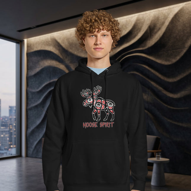 Moose Spirit Indigenous Art Hoodie | Pacific Northwest Animal Graphic Pullover