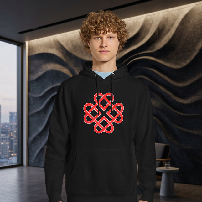 Red Heart Celtic Knot Hoodie | Pullover Graphic Unisex Pullover Fleece