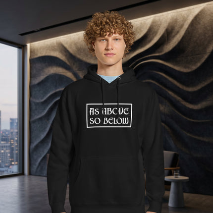 Pagan As Above So Below witchy pullover fleece hoodie featuring occult symbols.