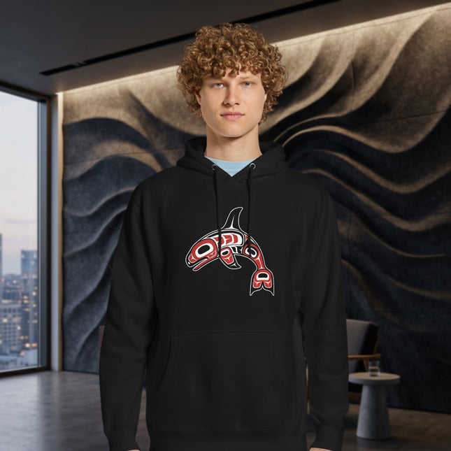 Indigenous Orca Hoodie | Pacific Northwest Killer Whale Art Pullover Hoodie