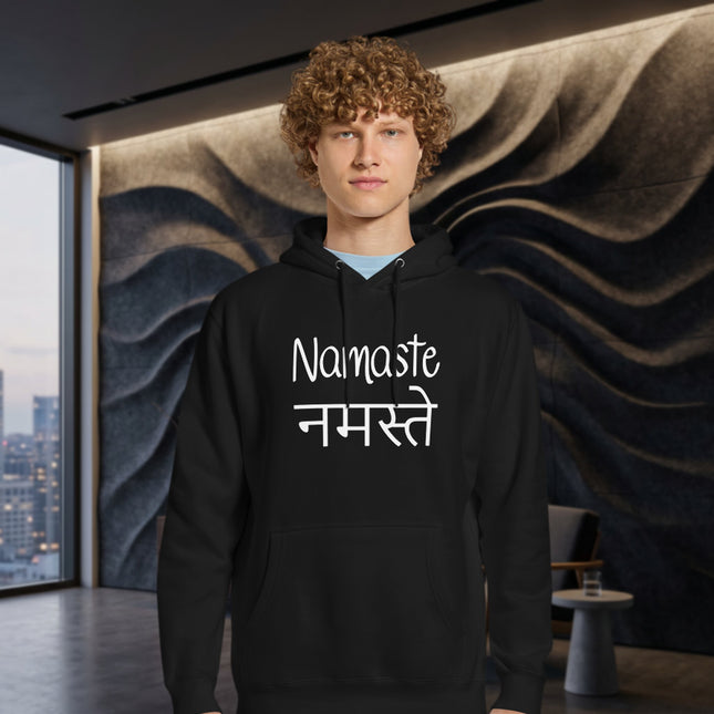 Namaste Hoodie | English & Hindi Text Yoga Spiritual Greeting Pullover V1