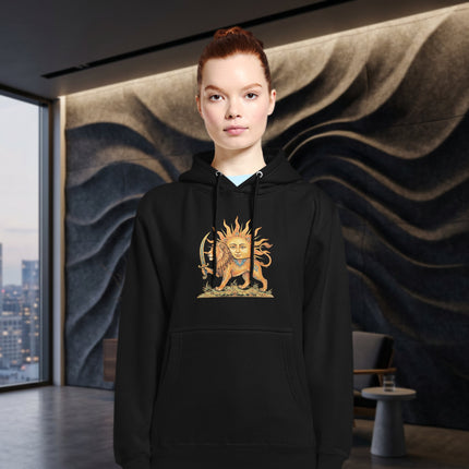 Lion & Sun Persian Symbol Hoodie | Iranian Heritage Graphic Pullover Hoodie