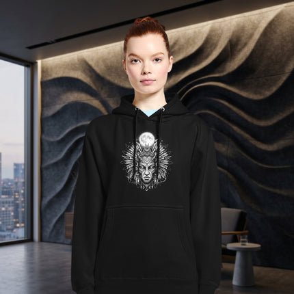 Tribal Moon Mask Hoodie | Celestial Moon Design Pullover