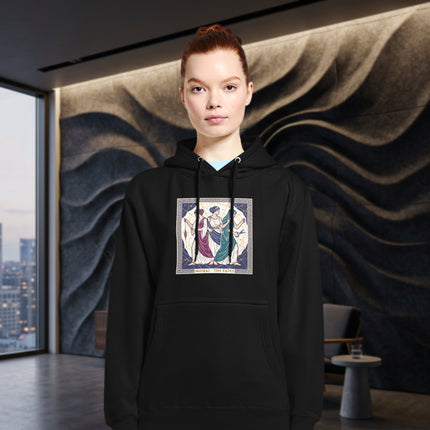 Moirai The Fates Greek mythology goddesses hoodie pullover design featuring destiny symbols.
