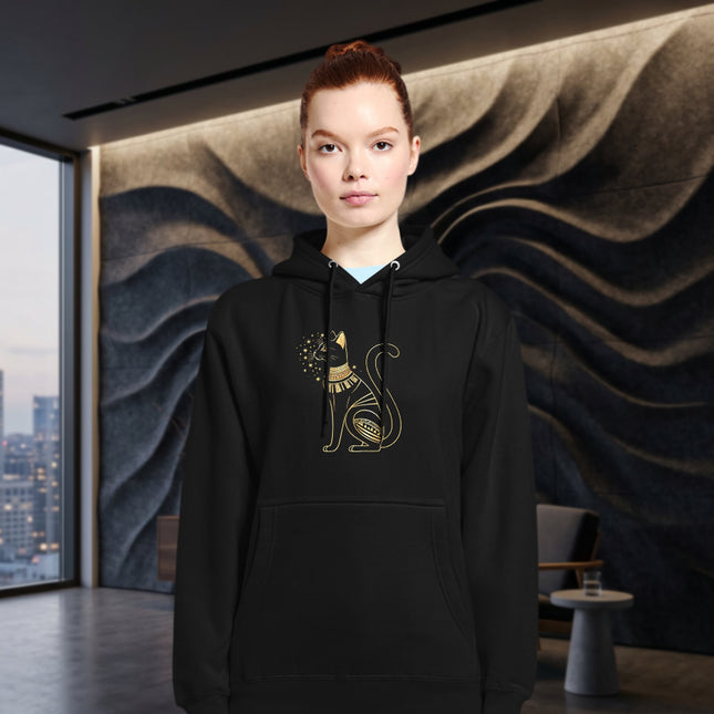 Bastet Cat Hoodie with Gold Stars Hoodie | Ancient Egyptian Unisex Pullover