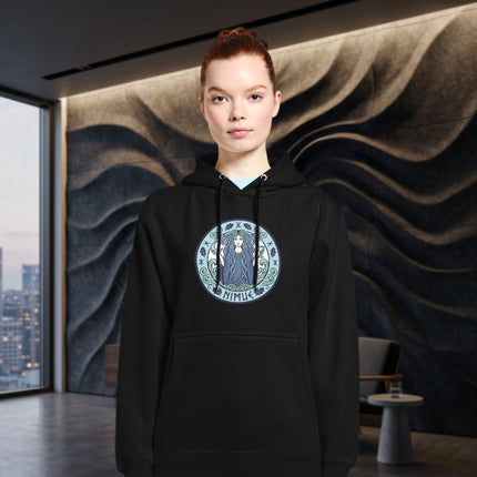 Unisex hoodie featuring the Nimue Lady of the Lake water spirit art from Arthurian legend.